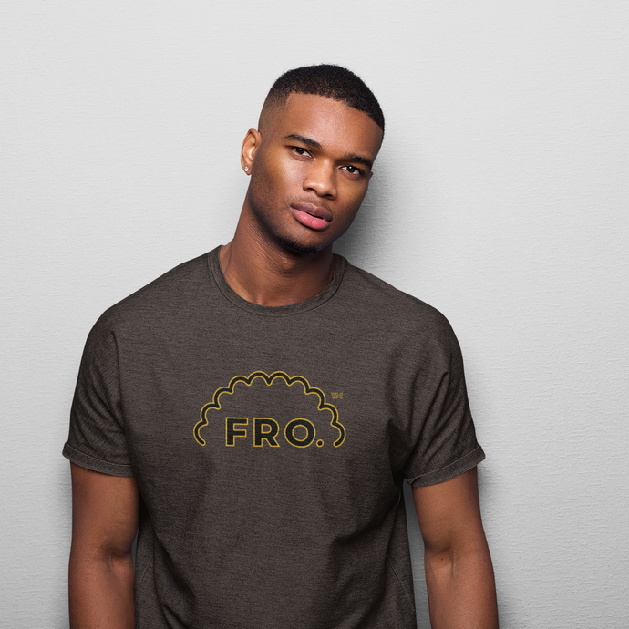 Men's FRO. Outline Blk/Gld - Brown T-Shirt